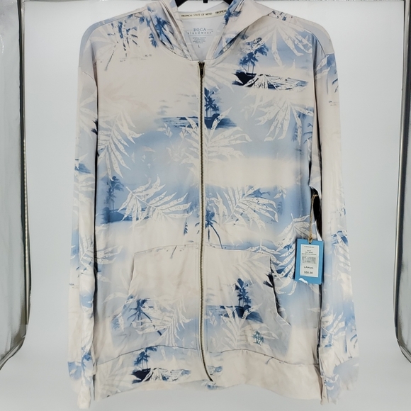 NWT Mens Palm Leaf Print Hoodie - Picture 1 of 3